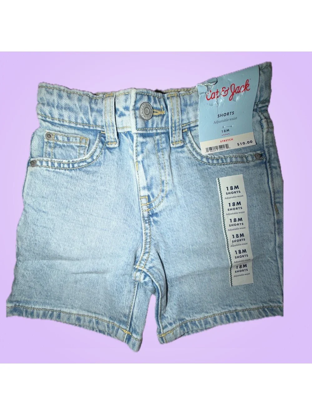 Cat & Jack Baby Girls 18M Light Wash Stretch Denim Shorts New with Tags